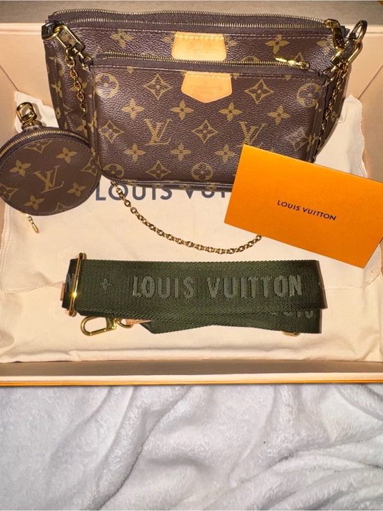 Louis Vuitton Accessories - Louis Vuitton Monogram Canvas Multi-Pochette with Olive Green Strap